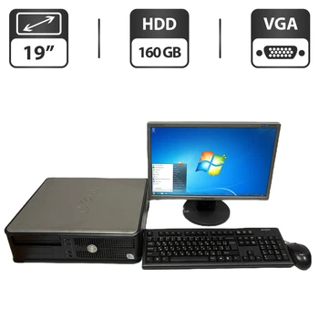 Комплект ПК: комп'ютер Dell OptiPlex 330 SFF / Intel Core 2 Duo E4300 (2 ядра по 1.8 GHz) / 4 GB DDR2 / 160 GB HDD / Intel Graphics / DVD-ROM + Монітор Б-клас 19" (1440x900) TN / VGA б/в