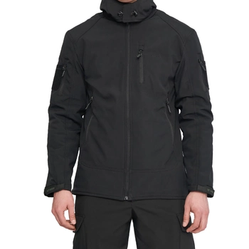 Чоловіча тактична куртка з 6 карманами Single Sword Мультикам Soft Shell Софтшел розмір S чорний