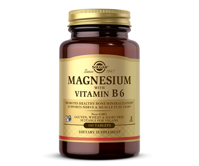 Магній із вітаміном В6 Solgar (Magnesium Vitamin B6) 133.3 мг/8.3 мг 100 шт