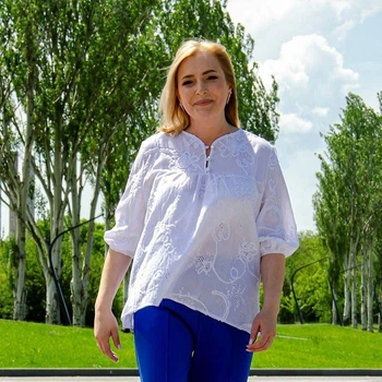 Літня блуза PaniFani 60 білий батист (302)