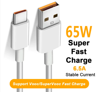 Кабель OPPO SuperVOOC USB Type-C 65W 1,5м Белый