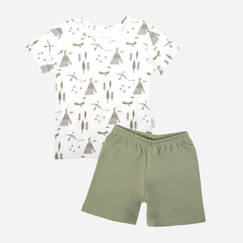 Komplet (t-shirt + spodenki) dla chłopca Nicol 206037 104 cm Biały/Szary/Zielony (5905601017745)