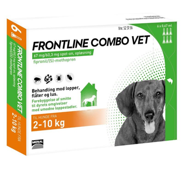 Krople roztoczy Frontline Combo dla psów 6 x 0.67 ml 2-10 kg (7046265231561)