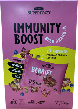 Упаковка органической гранолы Planet Superfood из семян с ягодами и подсластителем Immunity Boost 30 г х 7 шт (4779035851654)