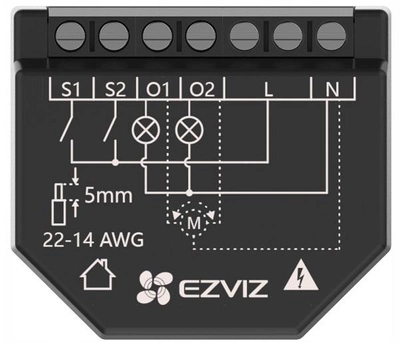 Inteligentny przekaźnik EZVIZ T36 z Wi-Fi 2 kanały Pomiar mocy (6941545620572)