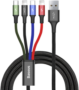 Kabel Baseus Fast 4w1 USB Type-C - Lightning - micro-USB 1.2 m Black (CA1T4-A01)