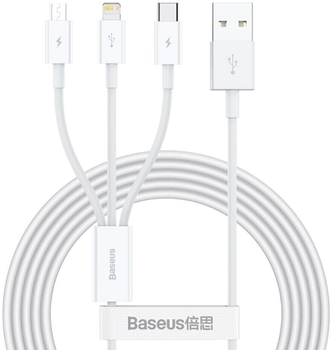 Кабель Baseus Superior Data micro-USB - Lightning - USB Type C 1.2 м White (P10320105221-00)