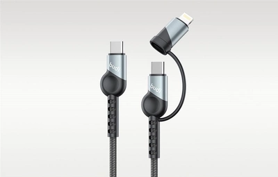 Kabel Budi 2w1 USB Type-A - USB Type-C - Lightning 1 m Black (6971536927151)