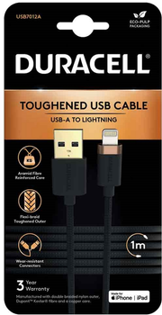Кабель Duracell USB Type A - Lightning 1 м Black (USB7012A)