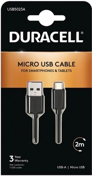 Кабель Duracell USB Type A - micro-USB 2 м Black (USB5023A)