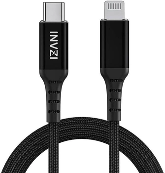 Кабель Invzi USB Type C - Lightning 2 м Black (744252199890)