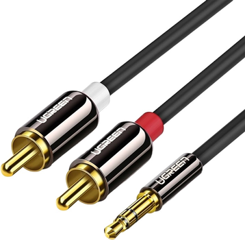 Kabel Ugreen mini jack 3.5 mm - 2 x RCA 3 m Black (6957303807086)
