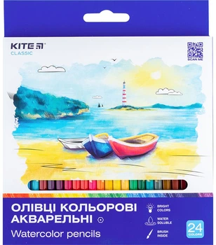 Олівці кольорові акварельні Kite Classic 24 кольори (K-1050)