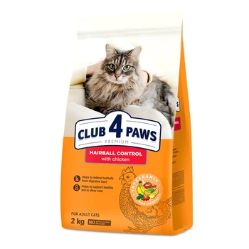 Сухой корм Club 4 Paws Adult Cats Hairball Control с эффектом выведения шерсти из пищеварительного тракта для кошек 2 кг (B4640101)