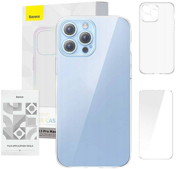 Etui + szkło hartowane Baseus Crystal Clear with Cleaning Kit do Apple iPhone 13 Pro Max Transparent (ARSJ000802)