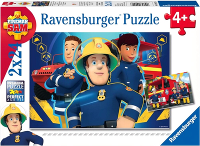 Puzzle Ravensburger Strażak Sam niesie pomoc 2 x 24 elementy (4005556090426)