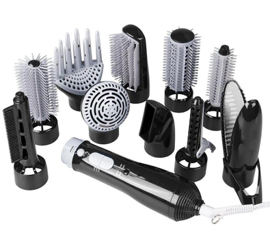 Багатофункціональний фен стайлер 10в1 Hair Styler 87010 набір для укладання волосся плойка гофре праска чорна 0011