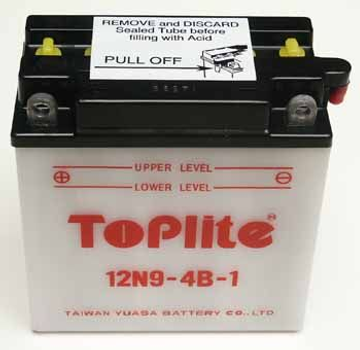 12V,9Ah,д. 135, ш. 75, в.140, объем 0,6, вес 3,2 кг,без электролита TOPLITE 12N9-4B-1