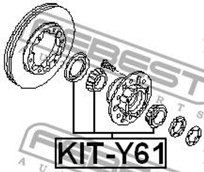 ПОДШИПНИК РОЛИКОВЫЙ ПЕРЕДНЕЙ ПОЛУОСИ РЕМКОМПЛЕКТ NISSAN PATROL SAFARI Y61 1997-2006 FEBEST KIT-Y61