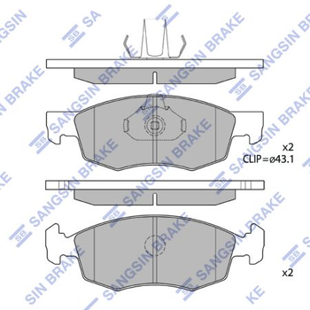 кт. Тормозные колодки дисковые Sangsin SP1198