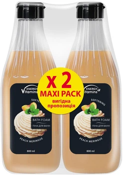 Упаковка піни для ванн Energy of Vitamins Peach meringue 800 мл х 2 шт (ROZ6400230395)