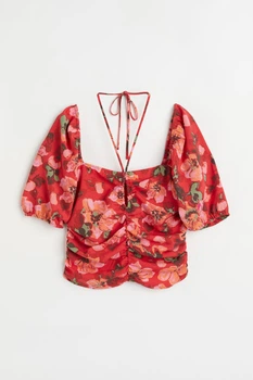 Блуза H&M 061087908 M Червоний/квіти
