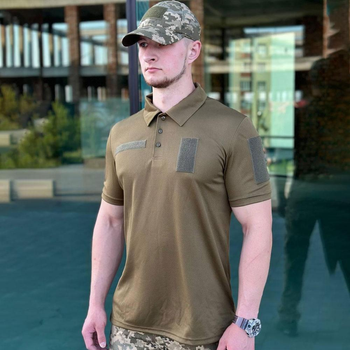 Мужское Поло CollMax с липучками для шевронов / Легкая футболка хаки размер L