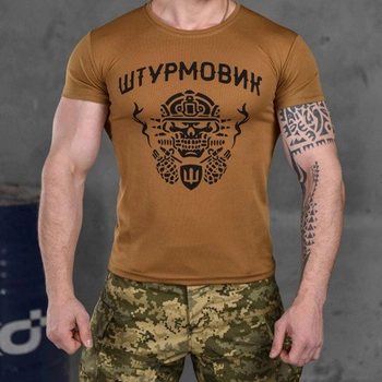 Чоловіча потовідвідна футболка з принтом "Штурмовик" Coolmax койот розмір 2XL