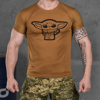 Мужская потоотводящая футболка с принтом "Йода" Coolmax койот размер XL