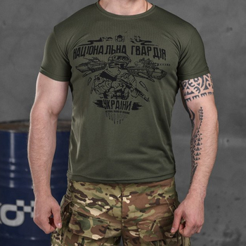 Чоловіча потовідвідна футболка Bayraktar Coolmax з принтом "НГУ" олива розмір M
