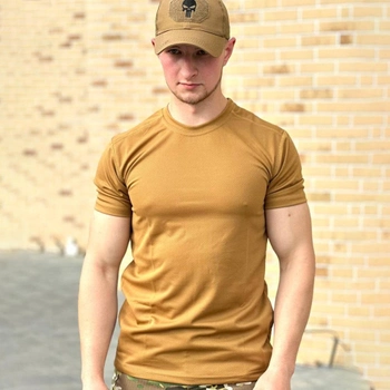 Мужская хлопковая футболка с круглой горловиной койот размер 5XL