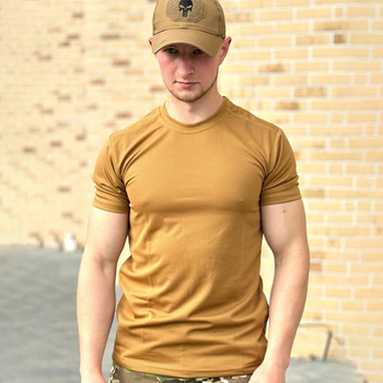 Мужская хлопковая футболка с круглой горловиной койот размер 4XL