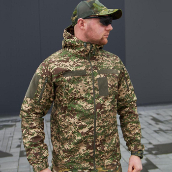 Чоловіча Водовідштовхуюча Куртка Хижак Military "Soft Shell" з капюшоном камуфляжна розмір M
