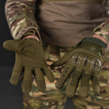 Плотные перчатки Mechanix Start на флисе с защитными накладками олива размер L