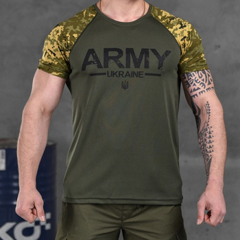 Потоотводящая мужская футболка Odin Coolmax с принтом "ARMY" пиксель олива размер 2XL