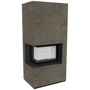 Камінна топка Kratki FLOKI BOX лівий 8 kW Ø 160 в обудові з керамограніту FOKOS PIOMBO