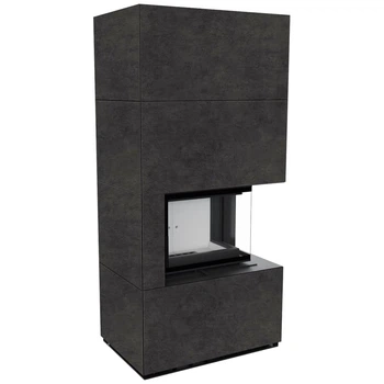 Камінна топка Kratki FLOKI BOX правий 8 kW Ø 160 в обудові з керамограніту FOKOS GRAFITE