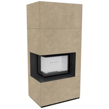 Камінна топка Kratki FLOKI BOX лівий 8 kW Ø 160 в обудові з керамограніту FOKOS RENA