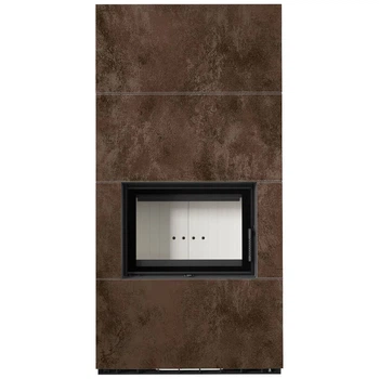 Камінна топка Kratki FLOKI BOX 8 kW Ø 160 в обудові з керамограніту OXIDE MORO