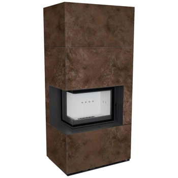Камінна топка Kratki FLOKI BOX лівий 8 kW Ø 160 в обудові з керамограніту OXIDE MORO