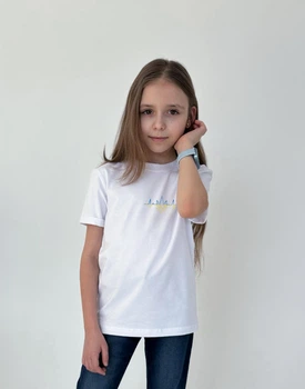 Футболка для дівчинки Koala Fashion з вишивкою Тризуб кардіограма 98 білий