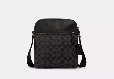 Мужская сумка COACH Houston Flight Bag in Signature Canvas (черная)