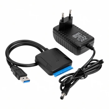 Адаптер перехідник Shuole E36 SATA-USB3.0 для HDD 3.5"/2.5" з блоком живлення, Кабель-перехідник для жорсткого диска (ADP35/25)