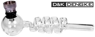 Трубка-вапорайзер для курения D&K Oil-Pipe Transparent Spiral стеклянная