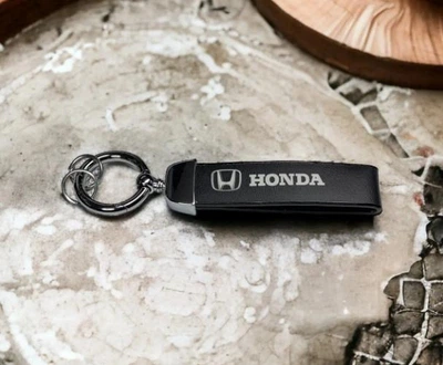 Брелок для автомобильных ключей экокожа и метал Honda