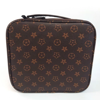 Кейс-портфель для косметолога, визажиста 24091, Коричневый с принтом