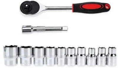 Набор торцевых головок, 12 предметов, с трещоткой New Tools из хромованадиевой стали