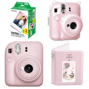 Набір камера миттєвого друку Fujifilm INSTAX Mini 12 Blossom Pink / Прозорий чохол / Фотопапір на 20 знімків / Рожевий фотоальбом на 64 знімки