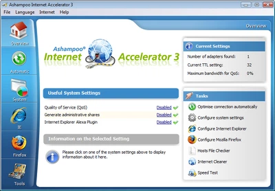 Прискорення інтернет-з'єднання, Ashampoo Internet Accelerator 3, безтермінова ліцензія, 1 ПК