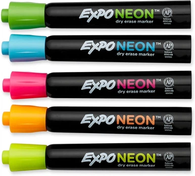 Набор маркеров для досок сухого стирания и стекла EXPO Neon Dry Erase Markers Цветные Неон 5 шт. (1752226)